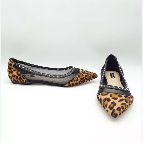 Nine West Bizziep2 Leopard/Cheetah & Black Pointy Toe Flat - Only wore once! - Picture 2 of 12